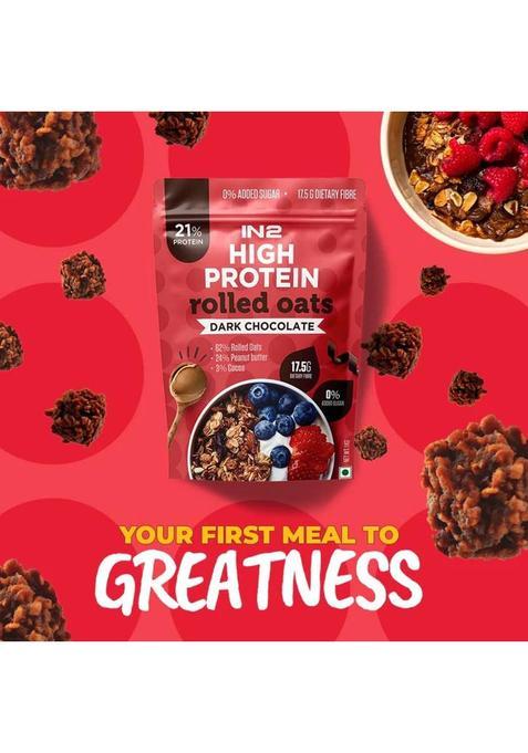 In2 High Protein Oats Dark Chocolate 21% Protein Rolled Oats,No Added Sugar Pouch 1 Kg