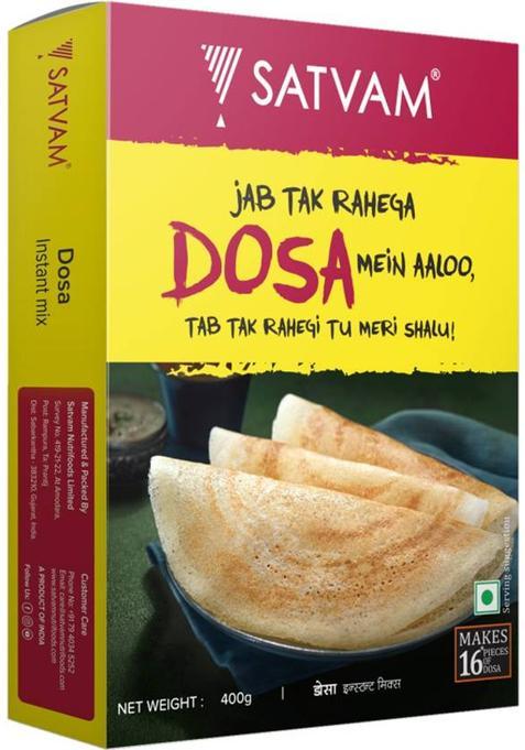 Satvam Dosa Instant Mix (2 X 400G) 800 G (Pack Of 2)