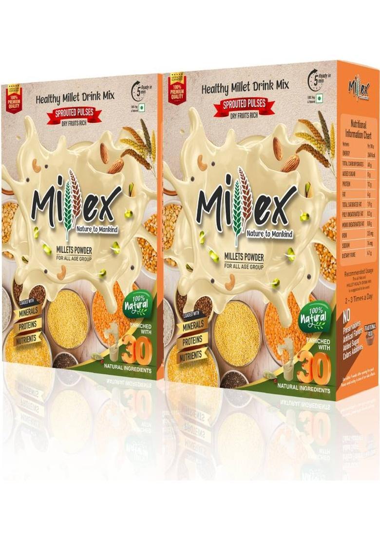 Millex Healthy Mix Millet |30 Natural Sprouted Cereal Mix| Multigrain Health Drink 800 G (Pack Of 2)