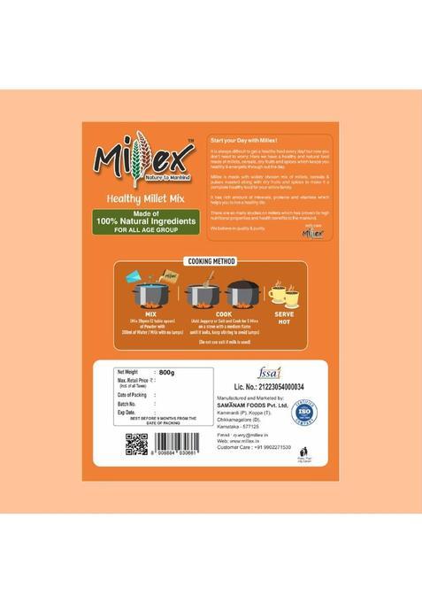 Millex Healthy Mix Millet |30 Natural Sprouted Cereal Mix| Multigrain Health Drink 800 G (Pack Of 2)