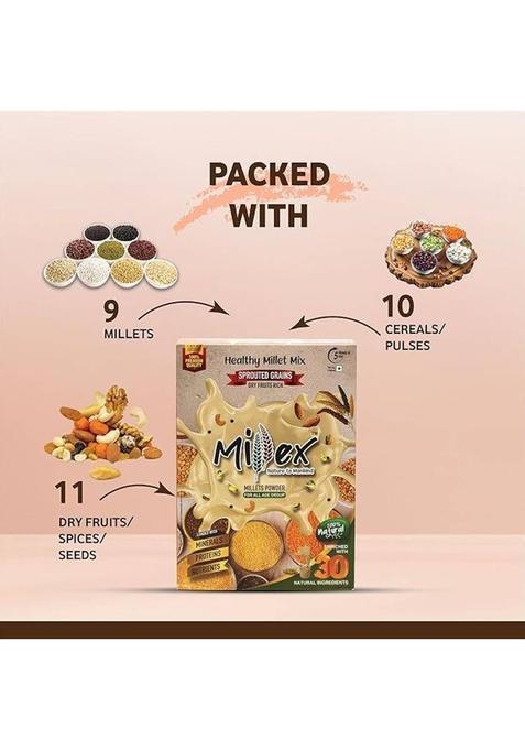Millex Healthy Mix Millet |30 Natural Sprouted Cereal Mix| Multigrain Health Drink 800 G (Pack Of 2)