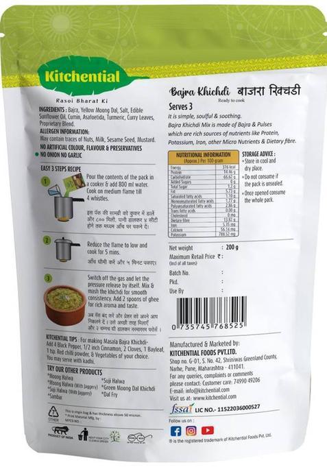Kitchential Bajra Khichdi | Ready To Cook | Healthy Meal (Pack Of 2