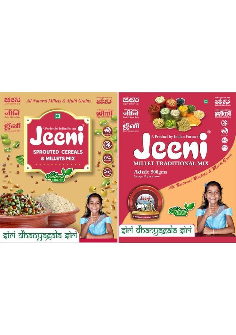 Jeeni Combo Pack Of Sprouted Cereals And Millets Mix(500Gm)Organic &Natural Product 1000 G (Pack Of 2)