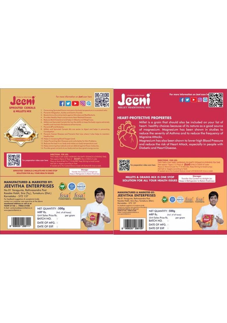 Jeeni Combo Pack Of Sprouted Cereals And Millets Mix(500Gm)Organic &Natural Product 1000 G (Pack Of 2)