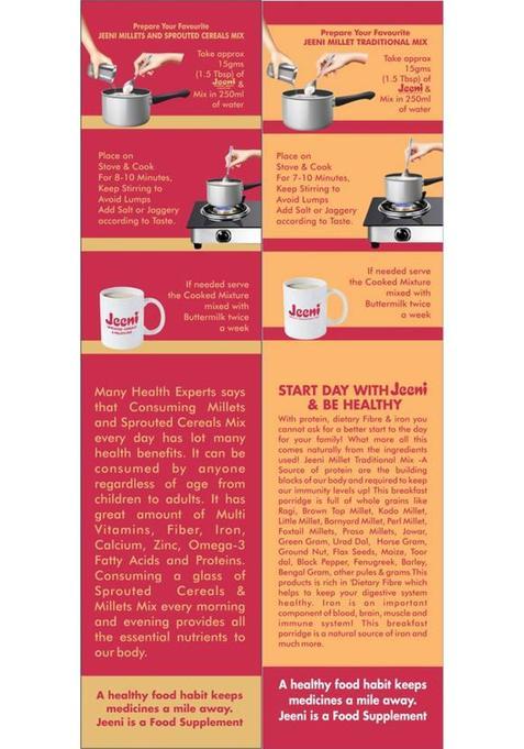 Jeeni Combo Pack Of Sprouted Cereals And Millets Mix(500Gm)Organic &Natural Product 1000 G (Pack Of 2)