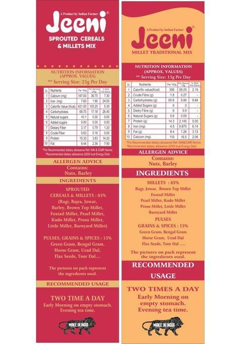 Jeeni Combo Pack Of Sprouted Cereals And Millets Mix(500Gm)Organic &Natural Product 1000 G (Pack Of 2)