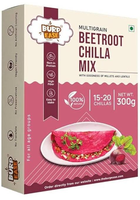 Burpease Beetroot Chilla Mix,Protein & Fiber-Rich Breakfast For Kids And Families&nbsp;&nbsp;(300 G)