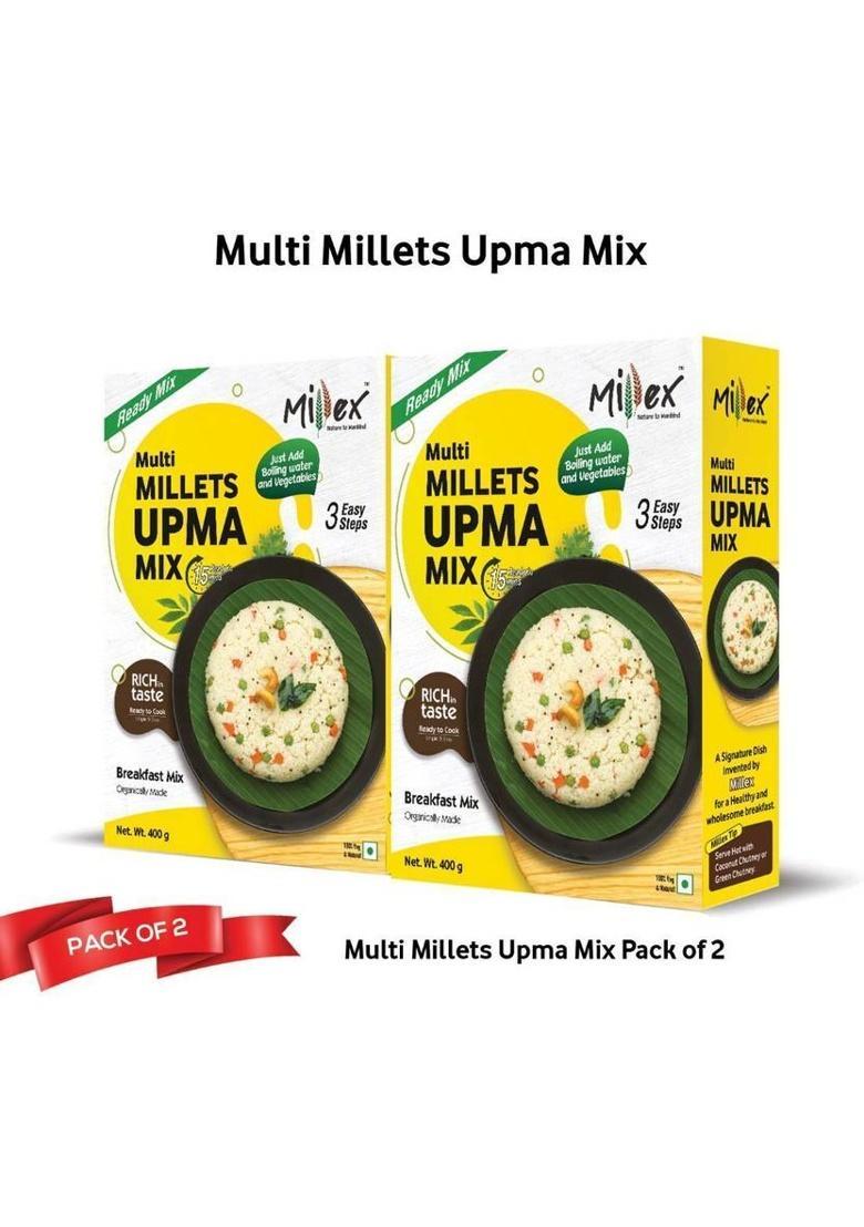 Millex Multi Millets Upma Mix, Ready To Cook, Instant Rava Upma, Multigrain Breakfast. 400 G (Pack Of 2)