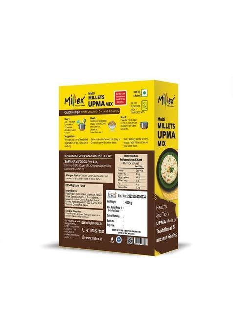 Millex Multi Millets Upma Mix, Ready To Cook, Instant Rava Upma, Multigrain Breakfast. 400 G (Pack Of 2)
