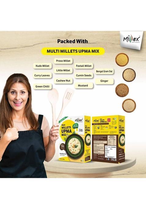 Millex Multi Millets Upma Mix, Ready To Cook, Instant Rava Upma, Multigrain Breakfast. 400 G (Pack Of 2)