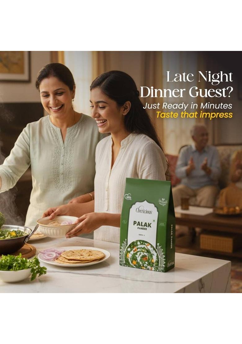Chericious Ready To Eat Jain Palak Paneer (Re.Hy.Wt. 300 Gms), No Preservatives, Healthy (90 G)