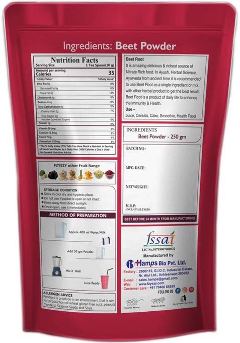 Fzyezy Freeze Dried|Healthy|Natural|Dehydrated Apple+Beet Juice|Drink Powder 100 G (Pack Of 2)
