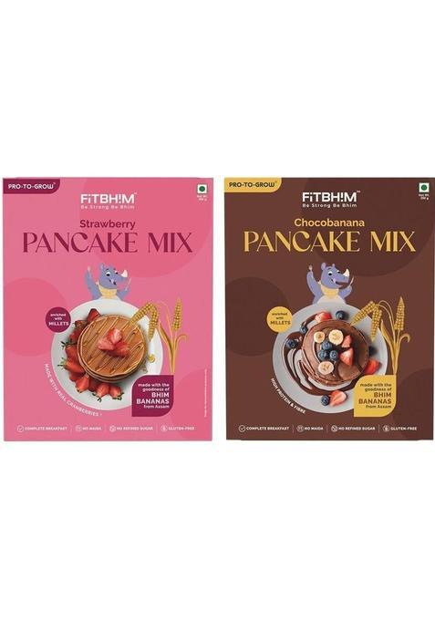 Pro-To-Grow Combo Of Chocobanana & Strawberry Pancake Mix | Bhim Banana, (Foxtail Millet) 550 G&nbsp;&nbsp;(Pack Of 2)