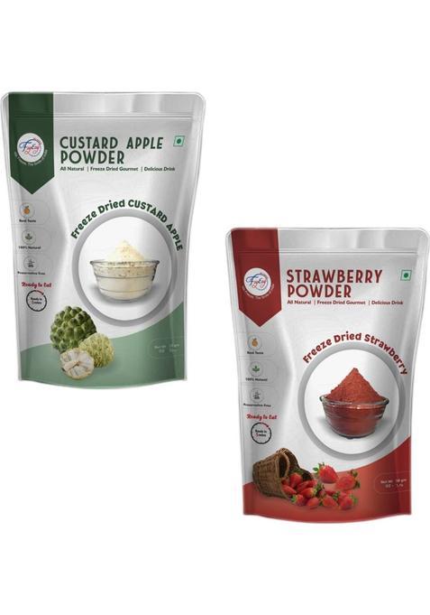 Fzyezy Freeze Dried|Healthy|Natural|Dehydrated Custard+Strawberry Drink Powder 100 G&nbsp;&nbsp;(Pack Of 2)