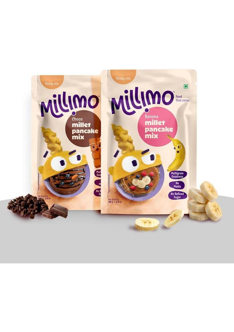 Millimo Choco Ragi & Banana Millet Pancake Mix | High Protein & Fiber 290 G (Pack Of 2)