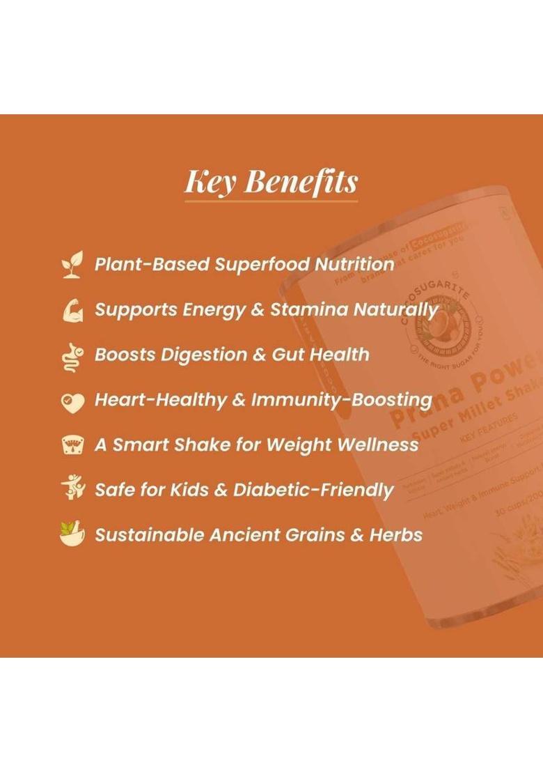 Cocosugarite Prana Power Super Millet Shake Plant-Based Nutritious Health Drink Mix (250Gm*2) 500 G