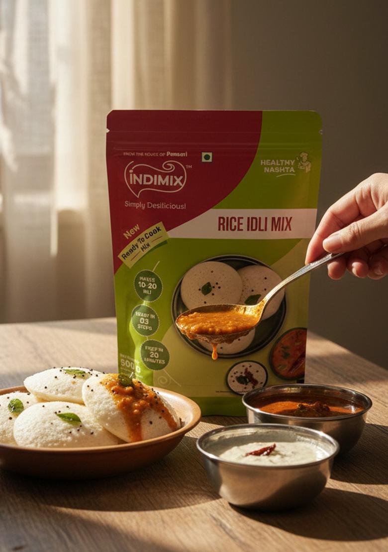 Indimix Instant Ready To Cook Rice Idli Mix | Ready In 3 Steps | Healthy & Tasty 500 G