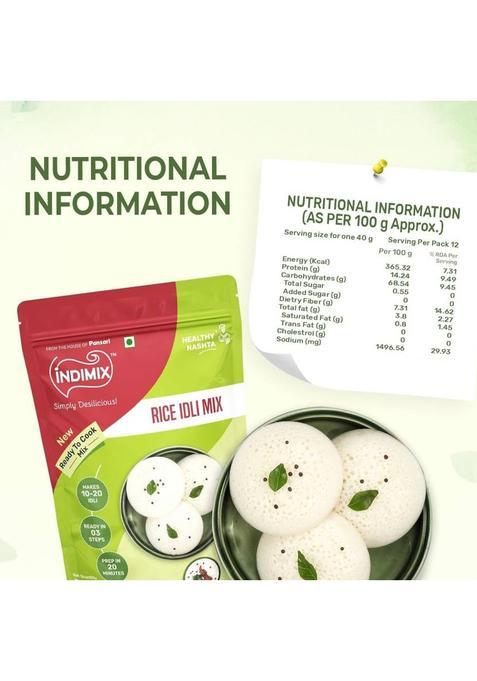 Indimix Instant Ready To Cook Rice Idli Mix | Ready In 3 Steps | Healthy & Tasty 500 G