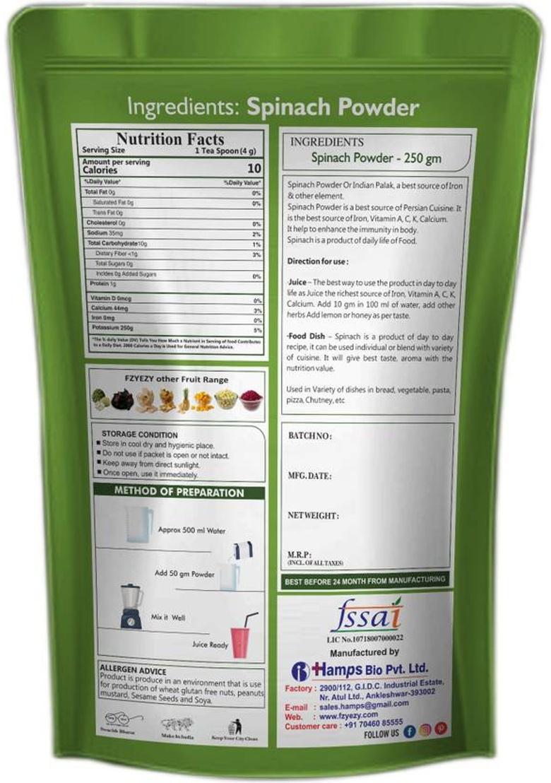 Fzyezy Freeze Dried|Healthy|Organic|Dehydrated Spinach Powder Pack-4(50Gm) 200 G