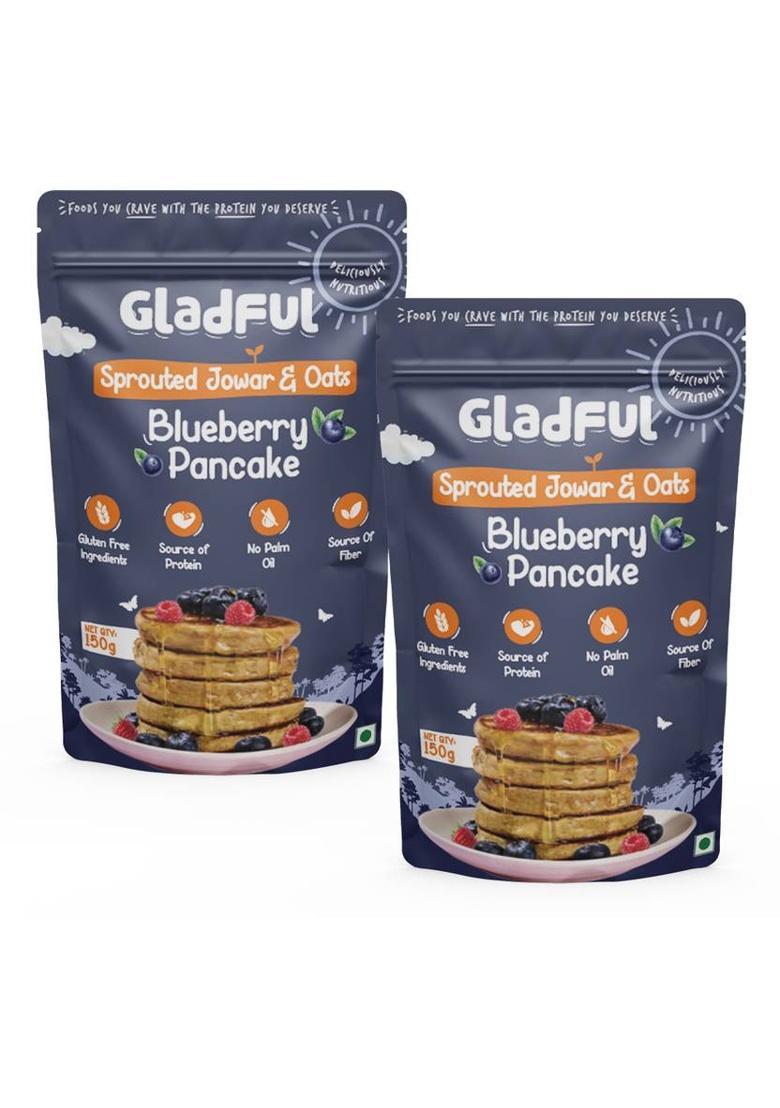 Gladful Blueberry Pancake Mix High Protein Plant Based Kids Breakfast Mix Made 300 G (Pack Of 2)