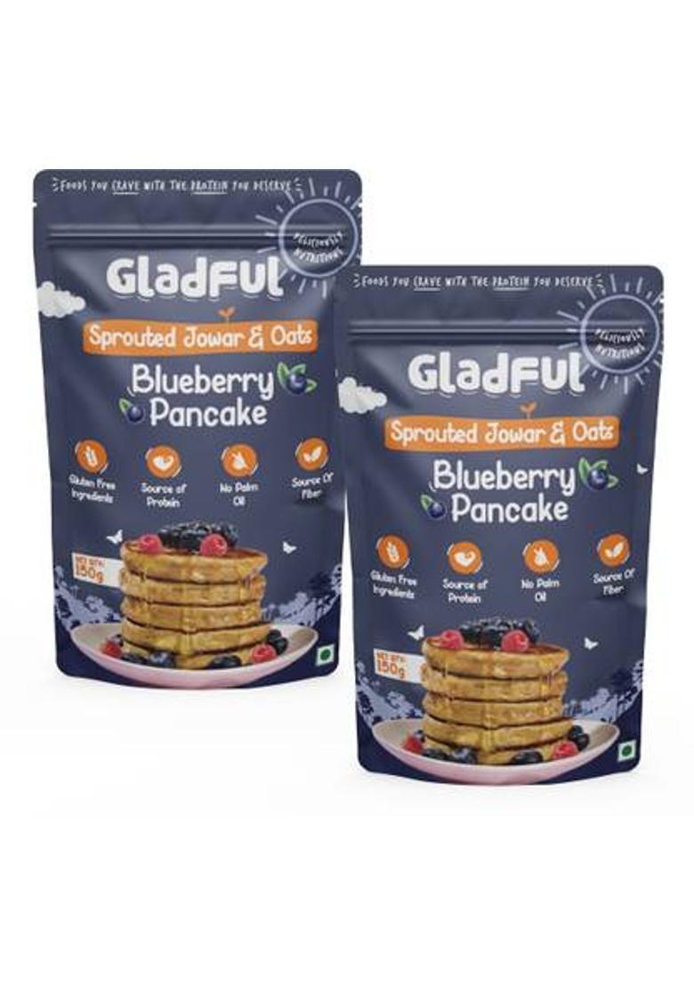 Gladful Blueberry Pancake Mix High Protein Plant Based Kids Breakfast Mix Made 300 G (Pack Of 2)
