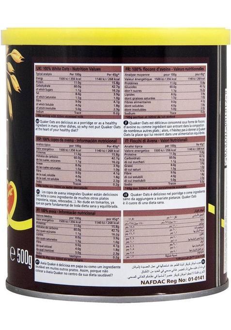Decadent Foods Quakers White Oats Perfect For Breakfast, Porridge Or Quick Snacks (U.K) 500 G