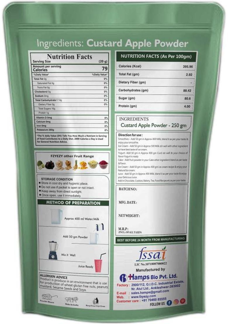 Fzyezy Freeze Dried|Healthy|Natural|Dehydrated Strawberry+Custard Apple Drink Powder 100 G (Pack Of 2)