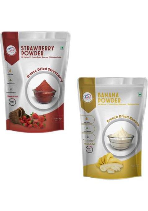 Fzyezy Freeze Dried|Healthy|Natural|Dehydrated Strawberry+Banana Juice|Drink Powder 100 G (Pack Of 2)
