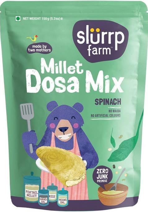 Slurrp Farm Millet Dosa Mix: Supergrains + Spinach 150 G