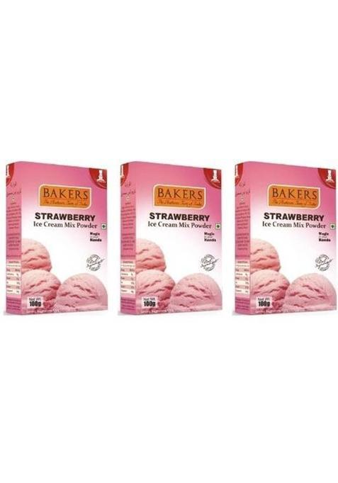 Bakers Strawberry Ice Cream Powder | 100% Veg | Classic & Delightful | Pack Of 3 300 G&nbsp;&nbsp;(Pack Of 3)