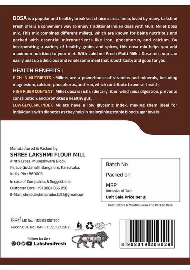 Lakshmi Fresh Multi Millet Dosa Mix 500G 500 G