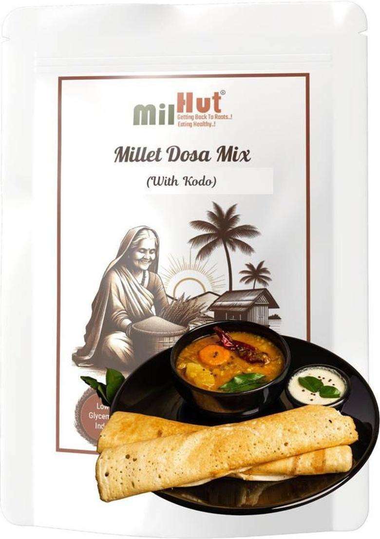 Milhut Kodo Millet Dosa Mix 500G|Instant Fermented|No Wheat,Maida,Palm Oil|8.3G Protein 500 G - Indya