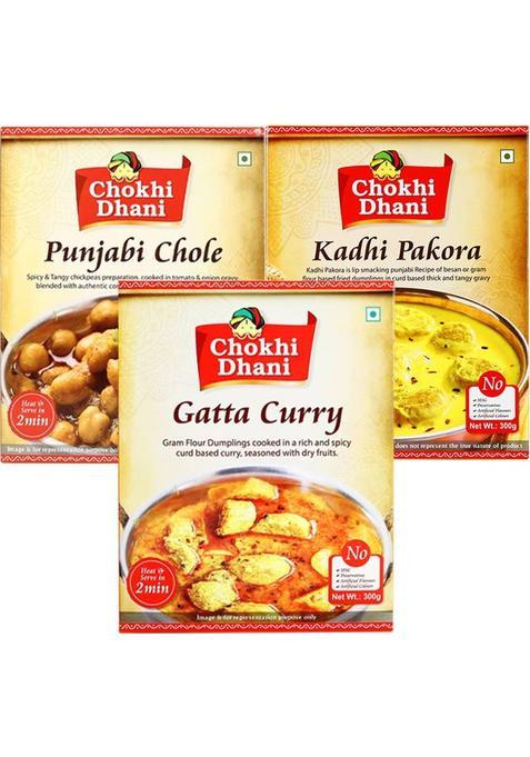 Chokhi Dhani By Na Punjabi Chole 300 Gm,Kadhi Pakora 300 Gm,Gatta Curry 300Gm&nbsp;&nbsp;(0.85 Kg)