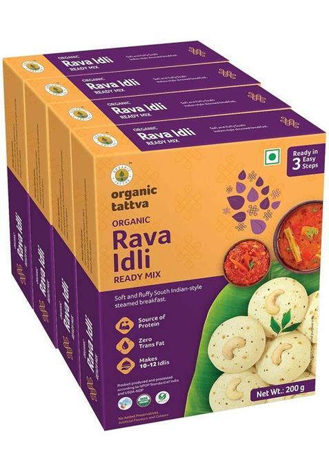 Organic Tattva Organic Rava Idli Instant Ready Mix, 800 Gram 200 G&nbsp;&nbsp;(Pack Of 4)