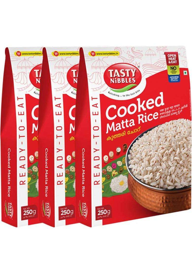 Tasty Nibbles Ready To Eat Cooked Matta Rice 250G|No Added Preservatives(Pack Of 3)&nbsp;&nbsp;(250 G) - Indya