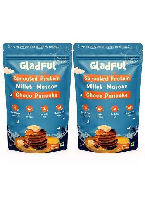 Gladful Sprouted Protein Choco-Banana Millet Pancake Mix 300 G&nbsp;&nbsp;(Pack Of 2)