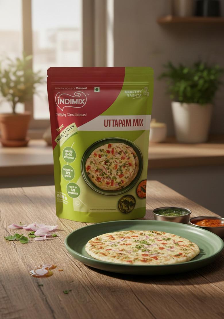 Indimix Instant Ready To Cook Uttapam Mix | Ready In 3 Steps | Healthy & Tasty 500 G
