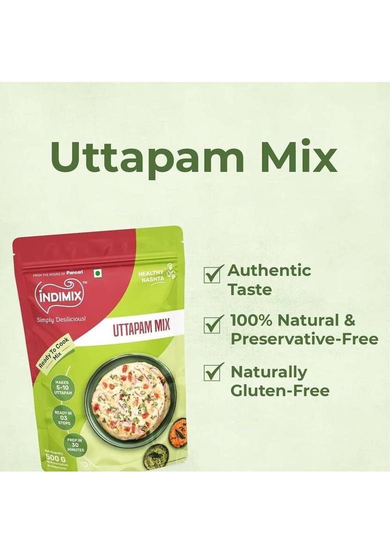 Indimix Instant Ready To Cook Uttapam Mix | Ready In 3 Steps | Healthy & Tasty 500 G