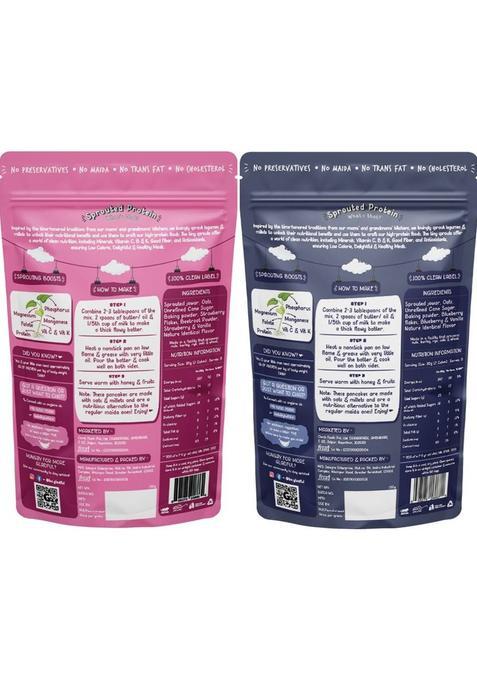 Gladful Strawberry And Blueberry Pancake Mix High Protein Plant Based Breakfast Mix 300 G (Pack Of 2)