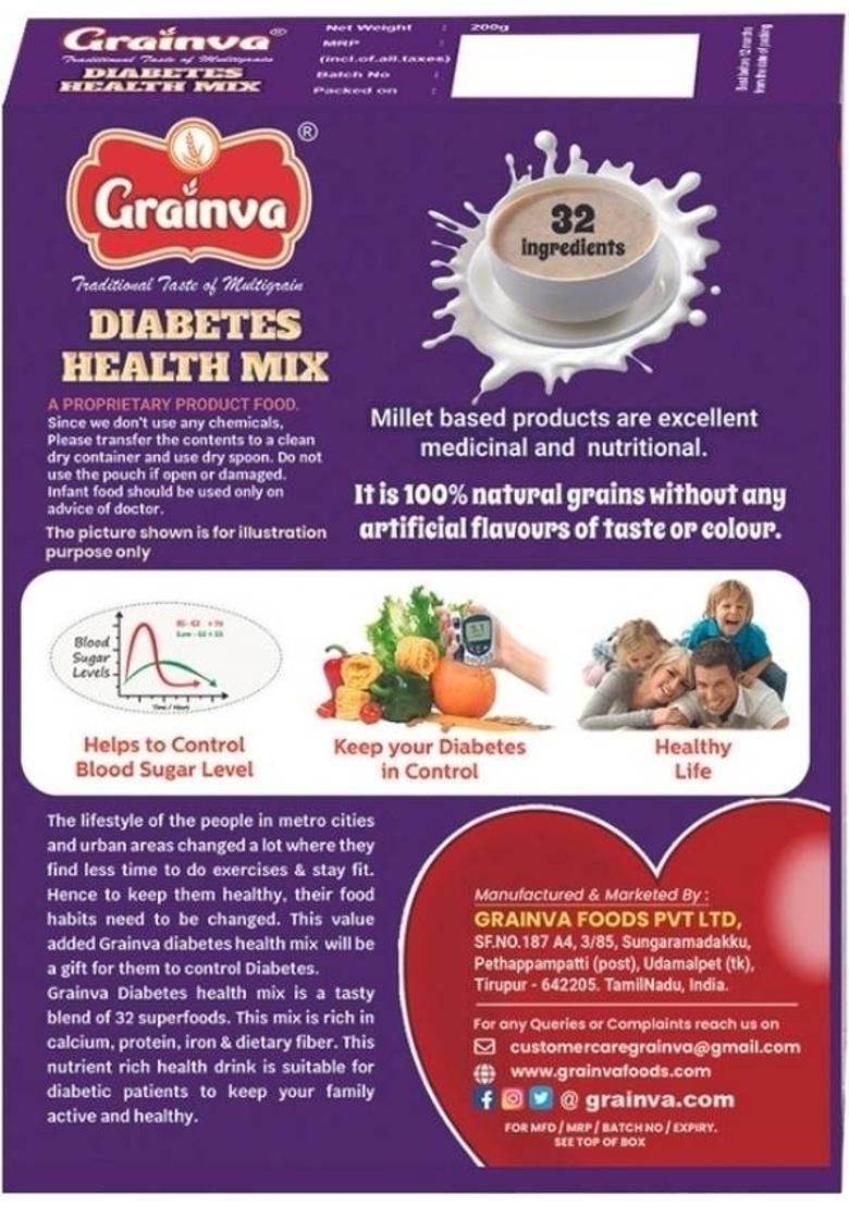 Grainva Diabetes Health Mix | Helps To Control Blood Sugar Level 400 G
