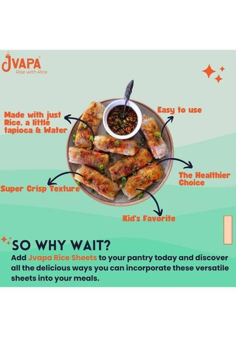 Jvapa By _ Rice Paper Sheet|Perfect For Salad Roll, Summer Roll, Fresh Spring Roll (400 G)