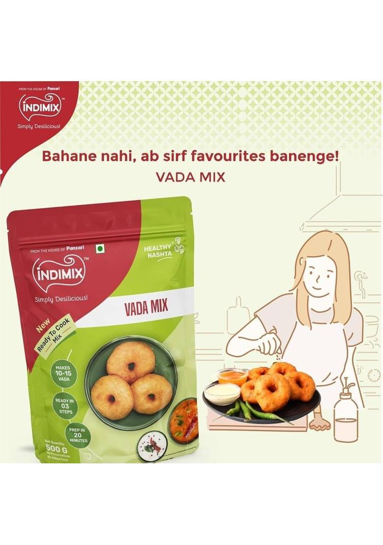Indimix Instant Ready To Cook Vada Mix | Ready In 3 Steps | Healthy & Tasty 500 G