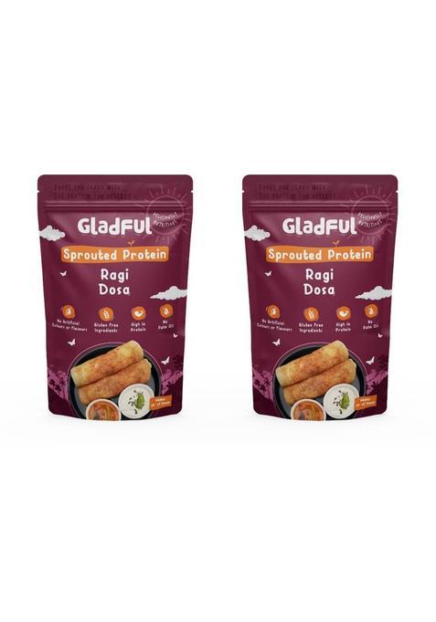 Gladful Sprouted Protein Ragi Instant Dosa Mix For Families And Kids 400 G&nbsp;&nbsp;(Pack Of 2)