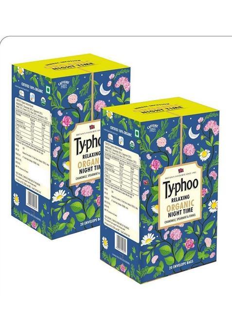Typhoo Organic Herbal Infusion Night Time Cinnamon Green Tea Bags Box&nbsp;&nbsp;(2 X 10 Bags)