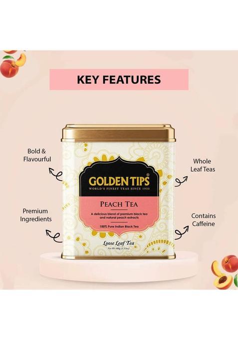 Golden Tips Loose-Leaf Healthy And Natural Peach Black Tea Box (100 G)