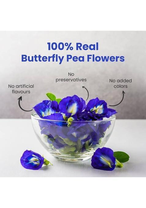 Blue Tea Butterfly Pea Flower |30 Pyramid Tea Bags | Natural Iced Tea & Mocktail Iced Tea Plastic Bottle (100 G)