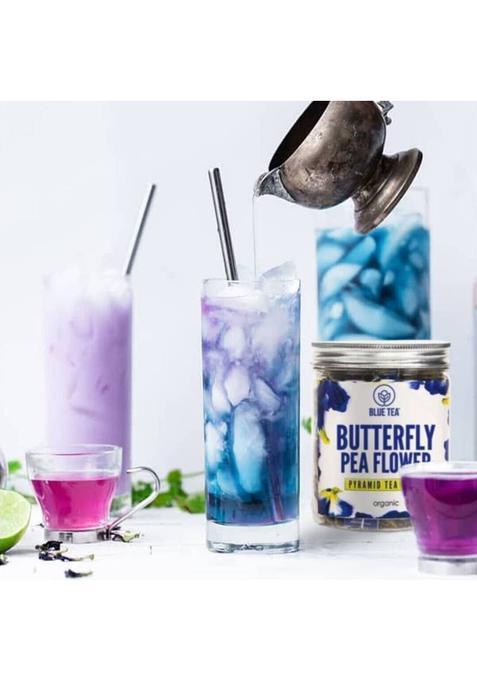 Blue Tea Butterfly Pea Flower |30 Pyramid Tea Bags | Natural Iced Tea & Mocktail Iced Tea Plastic Bottle (100 G)