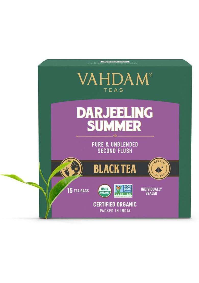 Vahdam Organic Darjeeling Summer Black Tea Bags Pouch&nbsp;&nbsp;(15 Bags) - Indya