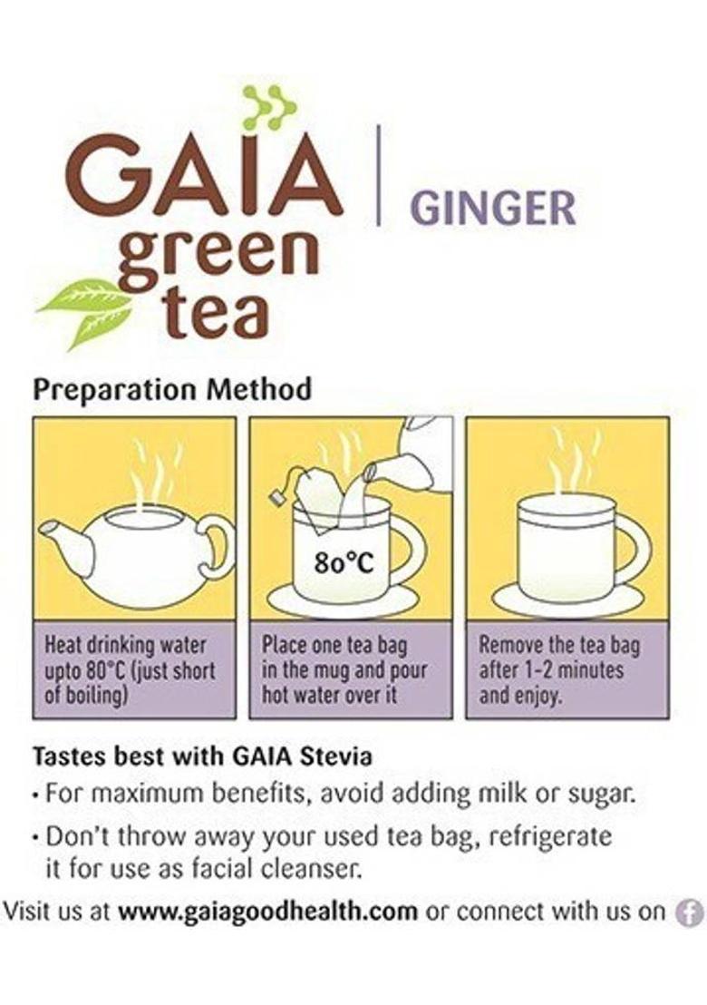 Gaia Green Tea Ginger 25 Tea Bags (Pack Of 2) Ginger Green Tea Bags Box (2 X 30 G)