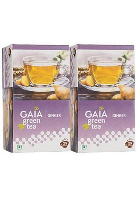 Gaia Green Tea Ginger 25 Tea Bags (Pack Of 2) Ginger Green Tea Bags Box&nbsp;&nbsp;(2 X 30 G)